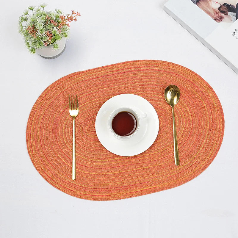 Natural Braided Oval Placemats Set Heat Resistant Washable Table Mats