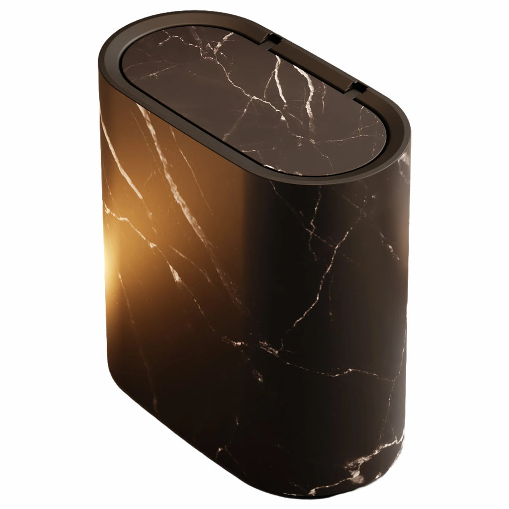 Nordic Push Top Waste Bin Marble Patterned Trash Can