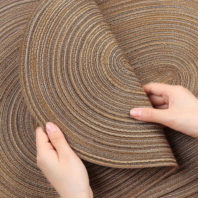 Natural Braided Oval Placemats Set Heat Resistant Washable Table Mats