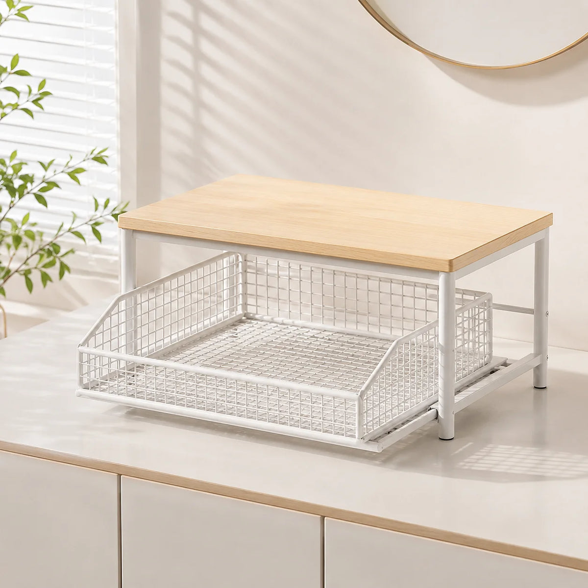 Kitchen Microwave Stand with Drawer, Multifunctional Countertop Organizer Storage Rack, Upright Shelf for Oven, Baking Tools and Kitchen Essentials
